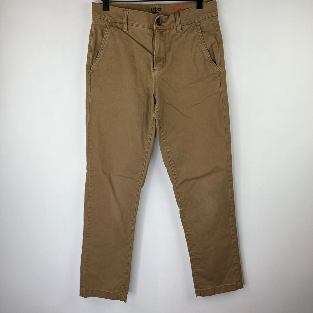 Urban Pipeline Mens 31x30 Super Flex Slim Straight Beige Canvas Flat Front Pants